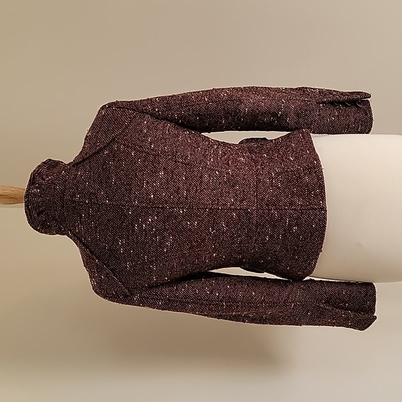 EUC ZARA Brown Wool Tweed Short Jacket with Leather & Wood Toggle Closures SZ: M - Picture 6 of 14